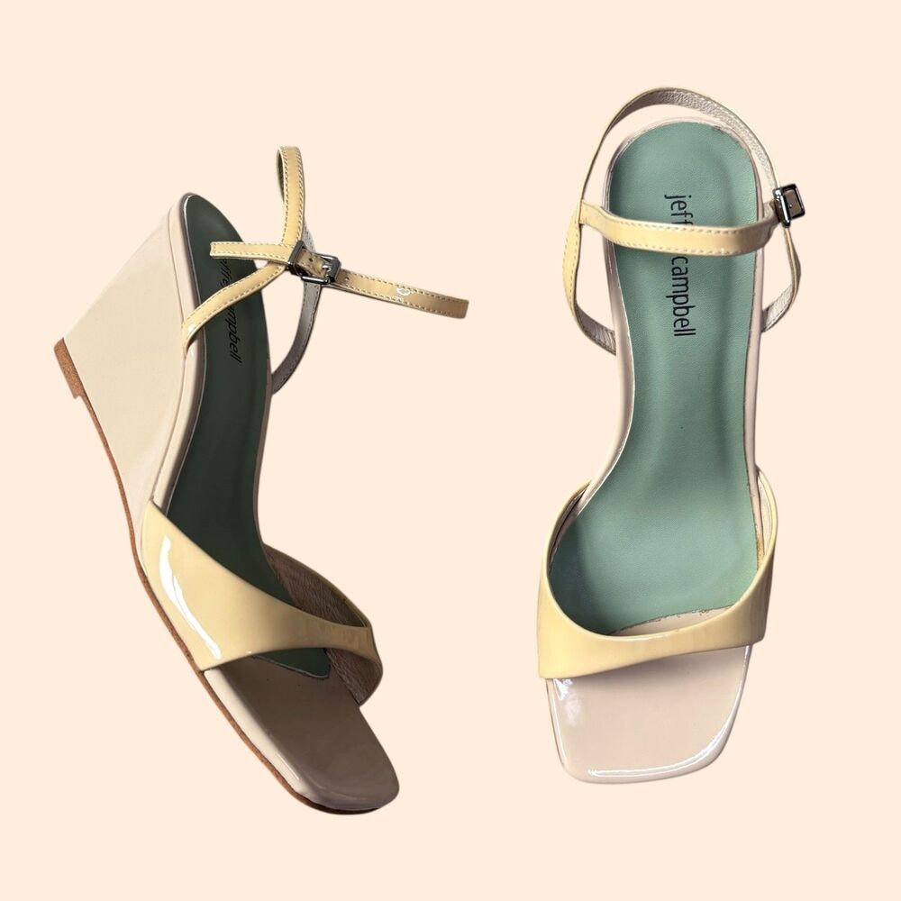 Jeffrey Campbell Yellow Patent Wedge Sandals